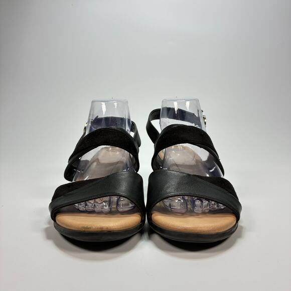 Dr. Scholl's Grace Black Wedge Sandals Comfort Ankle Strap Women's Size 9M - Picture 3 of 9